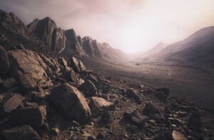 Parched, rocky desert landscape